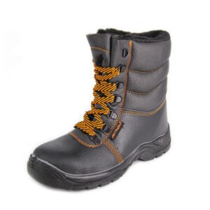 Bocanci de protectie, S1, imblaniti, bombeu metalic, caramb inalt, talpa antiderapanta, Master, negru