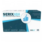 Manusi Examinare Nitril Albastre, Nepudrate, M, Serix Aqua ZF, 100 buc/set, 10 set/BAX